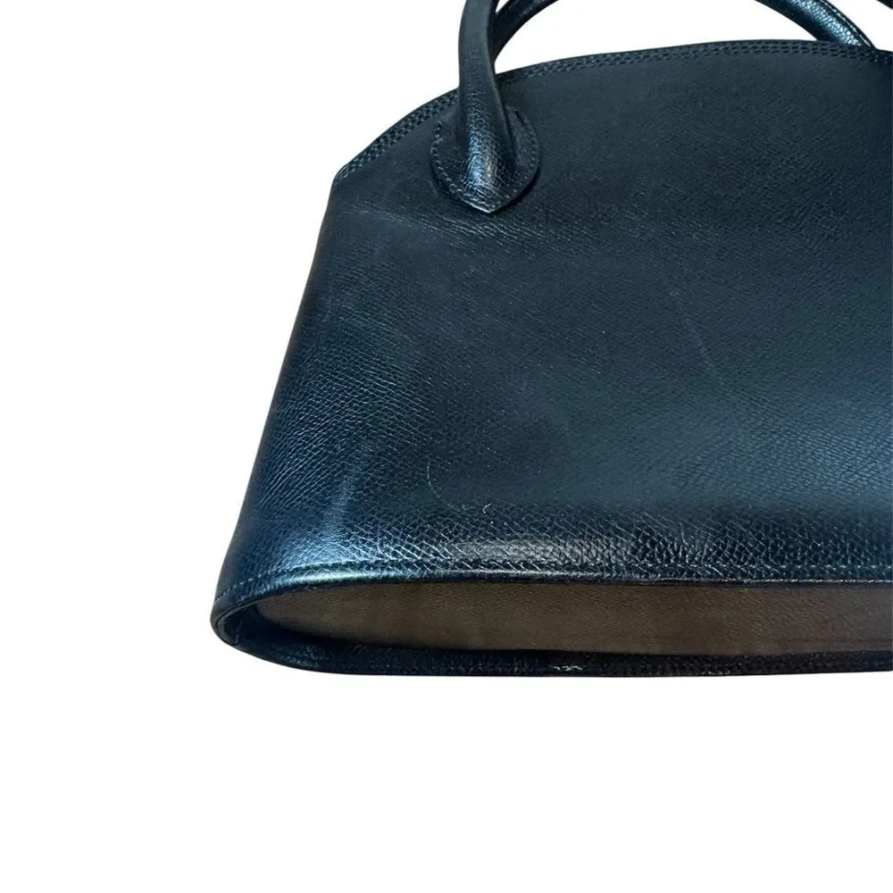 VALENTINO GARAVANI Black Saffiano Leather Bowler Dome Top Handle Bag Vtg Auth